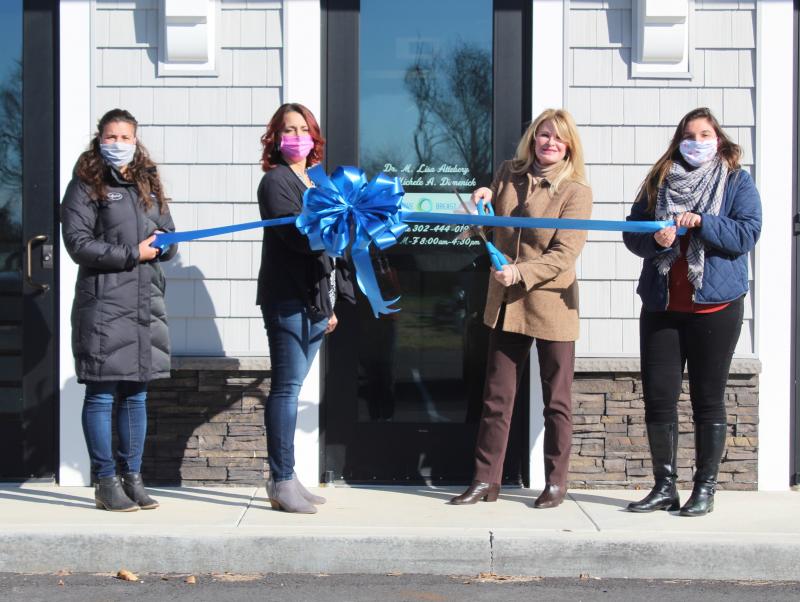 Ribbon-cutting attendees shown are (l-r) Sophia Sawicki, chamber representative; Brenda Ferlenda, practice manager; Mary Beth Brubeck, RN; and Abigail Kaiser, chamber representative. SUBMITTED PHOTO